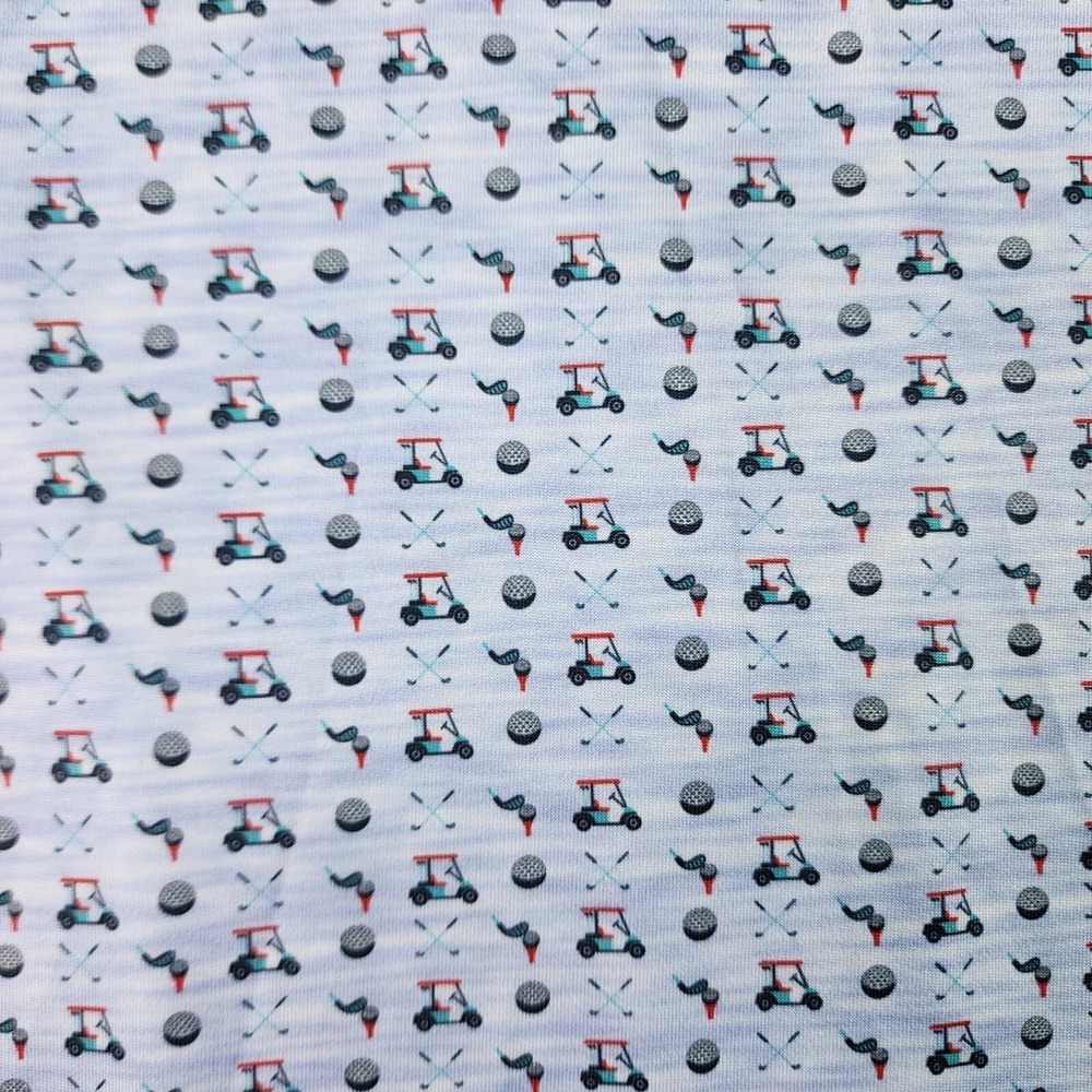 TailorByrd Performance Golf Polo Mens XL Shirt Blue Golf Cart Pattern AOP SPF-30 - Picture 6 of 16